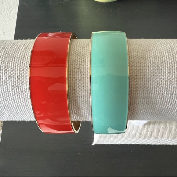 Set of 2 J. Crew enamel bangle bracelets - orange and tiffany blue - Picture 3 of 5